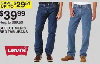 Dunham's Sports SELECT MEN'S RED TAB JEANS offer
