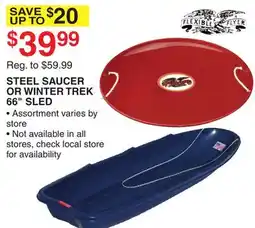 Dunham's Sports STEEL SAUCER OR WINTER TREK 66 SLED offer