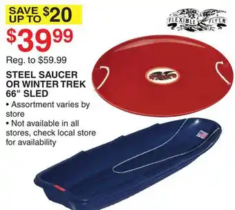 Dunham's Sports STEEL SAUCER OR WINTER TREK 66 SLED offer