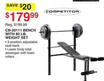 Dunham's Sports CB-20111 BENCH WITH 80 LB. WEIGHT SET offer