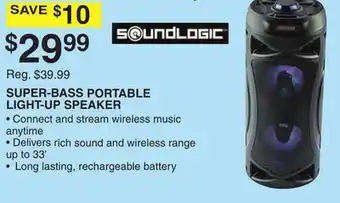 Dunham's Sports SUPER-BASS PORTABLE LIGHT-UP SPEAKER offer