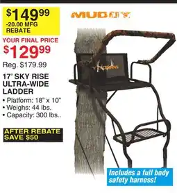 Dunham's Sports MUDDY 17' SKY RISE ULTRA-WIDE LADDER offer