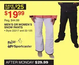 Dunham's Sports MEN'S OR WOMEN'S SNOW PANTS offer