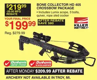 Dunham's Sports BONE COLLECTOR HD 405 CROSSBOW PACKAGE offer