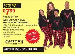 Dunham's Sports LOUNGE TOPS AND PANTS FOR THE FAMILY offer