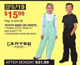 Dunham's Sports YOUTH BIBS OR PANTS offer