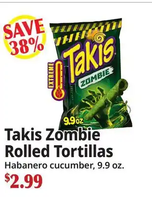 Ocean State Job Lot Takis Zombie Rolled Tortillas offer
