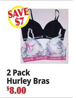 Ocean State Job Lot 2 Pack Hurley Bras offer