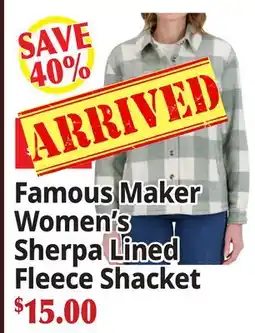 Ocean State Job Lot Famous Maker Women's Sherpa Lined Fleece Shacket offer