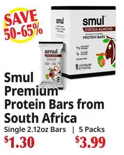 Ocean State Job Lot Smul Premium Protein Bars from South Africa offer