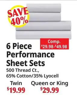 Ocean State Job Lot 6 Piece Performance Sheet Sets offer
