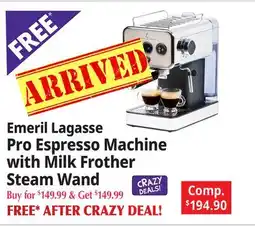 Ocean State Job Lot Emeril Lagasse Pro Espresso Machine with Milk Frother Steam Wand offer