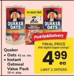 Safeway Quaker Oats & Instant Oatmeal Value Pack offer
