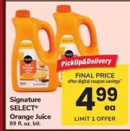 Safeway Signature Select Orange Juice offer