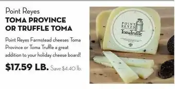 Bristol Farms Point Reyes Toma Province Or Truffle Toma offer