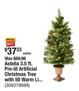 The Home Depot Astella 3.5 ft. Pre-lit Artificial Christmas Tree with 50 Warm Lights, Pinecones and Berries offer