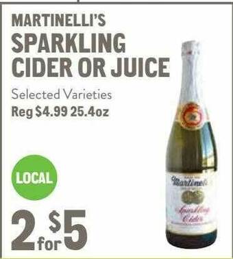 New Seasons Market Martinelli's Sparkling Cider Or Juice offer