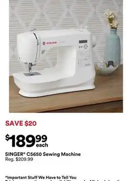 Michaels SINGER C5650 Sewing machine offer