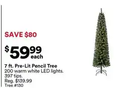 Michaels 7 ft. Pre-Lit Pencil Tree offer