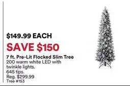 Michaels 7 ft. Pre-Lit Flocked Slim Tree offer