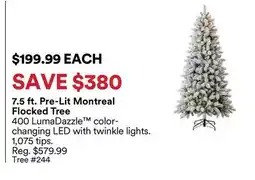 Michaels 7.5 ft. Pre-Lit Montreal Flocked Tree offer