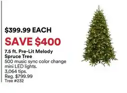 Michaels 7.5 ft. Pre-Lit melody Spruce Tree offer