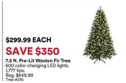 Michaels 7.5 ft. Pre-Lit Weston Fir Tree offer