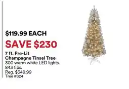 Michaels 7 ft. Pre-Lit Champagne Tinsel Tree offer