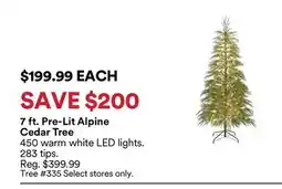 Michaels 7 ft. Pre-Lit Alpine Cedar Tree offer