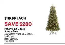 Michaels 7 ft. Pre-Lit Gilded Spruce Tree offer