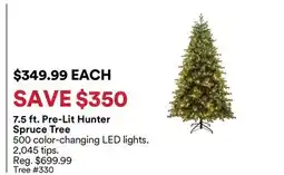Michaels 7.5 ft. Pre-Lit Hunter Spruce Tree offer