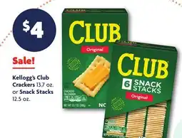 Family Dollar Kellogg's Club Crackers 13.7 oz. or Snack Stacks 12.5 oz offer
