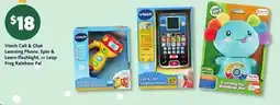 Family Dollar Vtech Call & Chat Learning Phone, Spin & Learn Flashlight, or Leap Frog Rainbow Pal offer