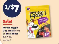 Family Dollar Purina Beggin' Dog Treats 6 oz. or Busy Bones 6.5-7 oz offer
