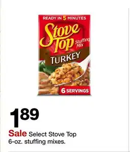 Target Select Stove Top 6-oz. stuffing mixes offer