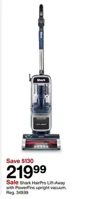 Target Shark HairPro Lift-Away with PowerFins upright vacuum offer