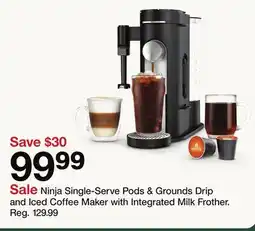 Target Ninja Single-Serve Pods & Grounds Drip and Iced Coffee Maker with Integrated Milk Frother offer