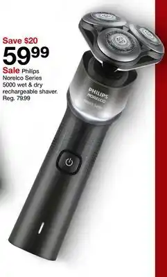 Target Philips Norelco Series 5000 wet & dry rechargeable shaver offer