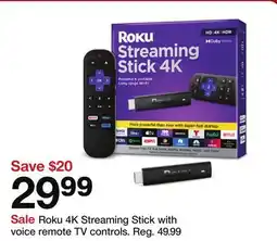 Target Roku 4K Streaming Stick with voice remote TV controls offer