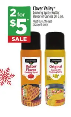 Dollar General Clover Valley Cooking Spray Butter Flavor or Canola Oil offer