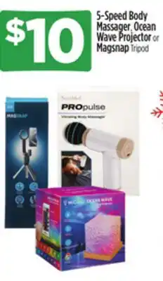 Dollar General 5-Speed Body Massager, Ocean Wave Projector or Magsnap Tripod offer
