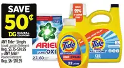 Dollar General ANY Tide Simply Liquid Laundry Detergent offer