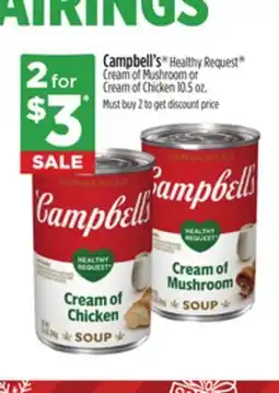 Dollar General Campbell's Healthy Request Cream of Mushroom or Cream of Chicken offer