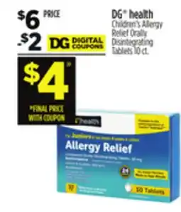 Dollar General DG health Children's Allergy Relief Orally Disintegrating Tablets offer