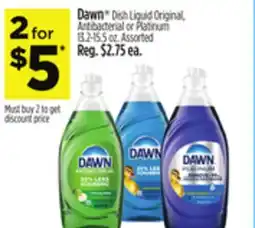Dollar General Dawn Dish Liquid Original, Antibacterial or Platinum offer