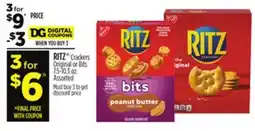Dollar General RITZ Crackers Original or Bits offer