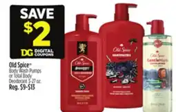 Dollar General Old Spice Body Wash Pumps or Total Body Deodorant offer