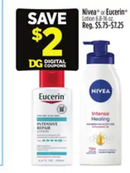Dollar General Nivea or Eucerin Lotion offer