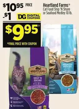 Dollar General Heartland Farms Cat Food Ship 'N Shore or Seafood Medley offer