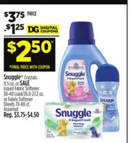 Dollar General Snuggle Crystals or Liquid Fabric Softener or Fabric Softener Sheets offer